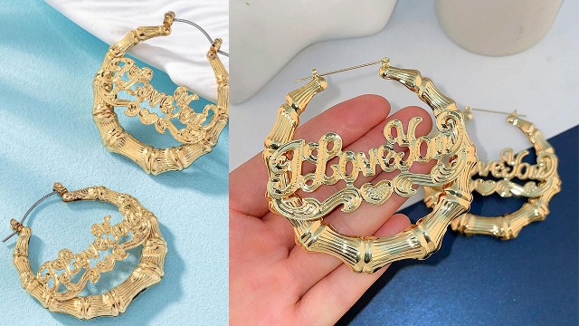 Amazon.com: Bamboo Earrings 90s Outfits for Women Large Gold